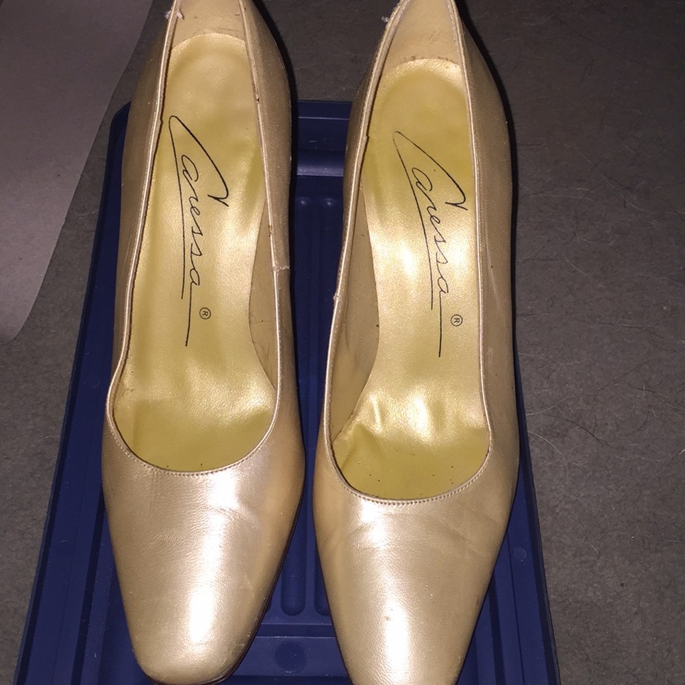Gold thick wedge heels